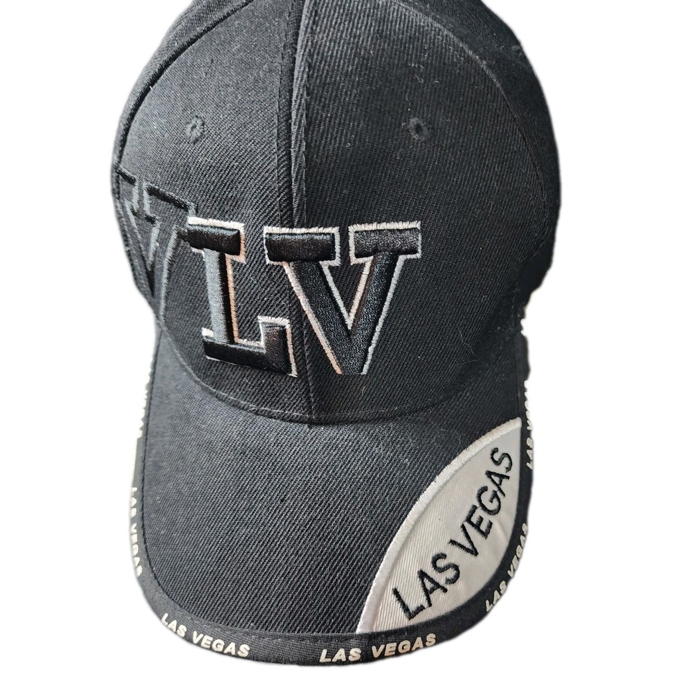 Las Vegas Raised Embroidered Black Strap Back  Ball Cap/ Golf /Trucker Hat